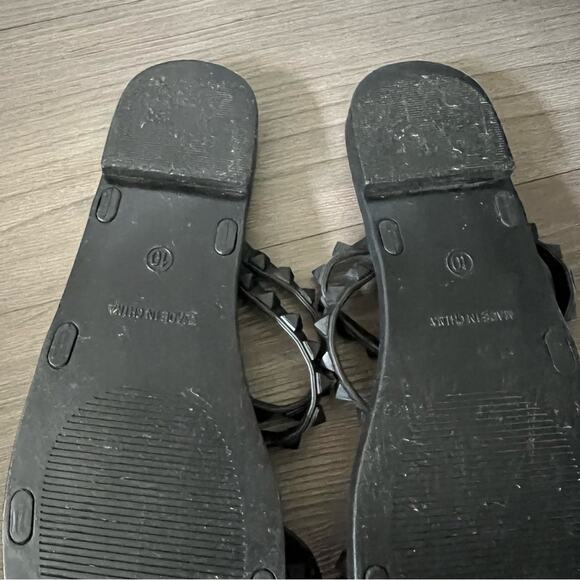 Steve Madden Skylar Sandals Jelly Plastic Studded Slide Flat Black 10 - Picture 5 of 5